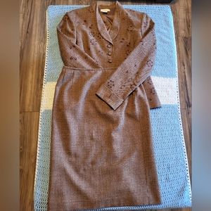 Vintage Size 8 Brown Floral Worthington 2-Piece Skirt Suit